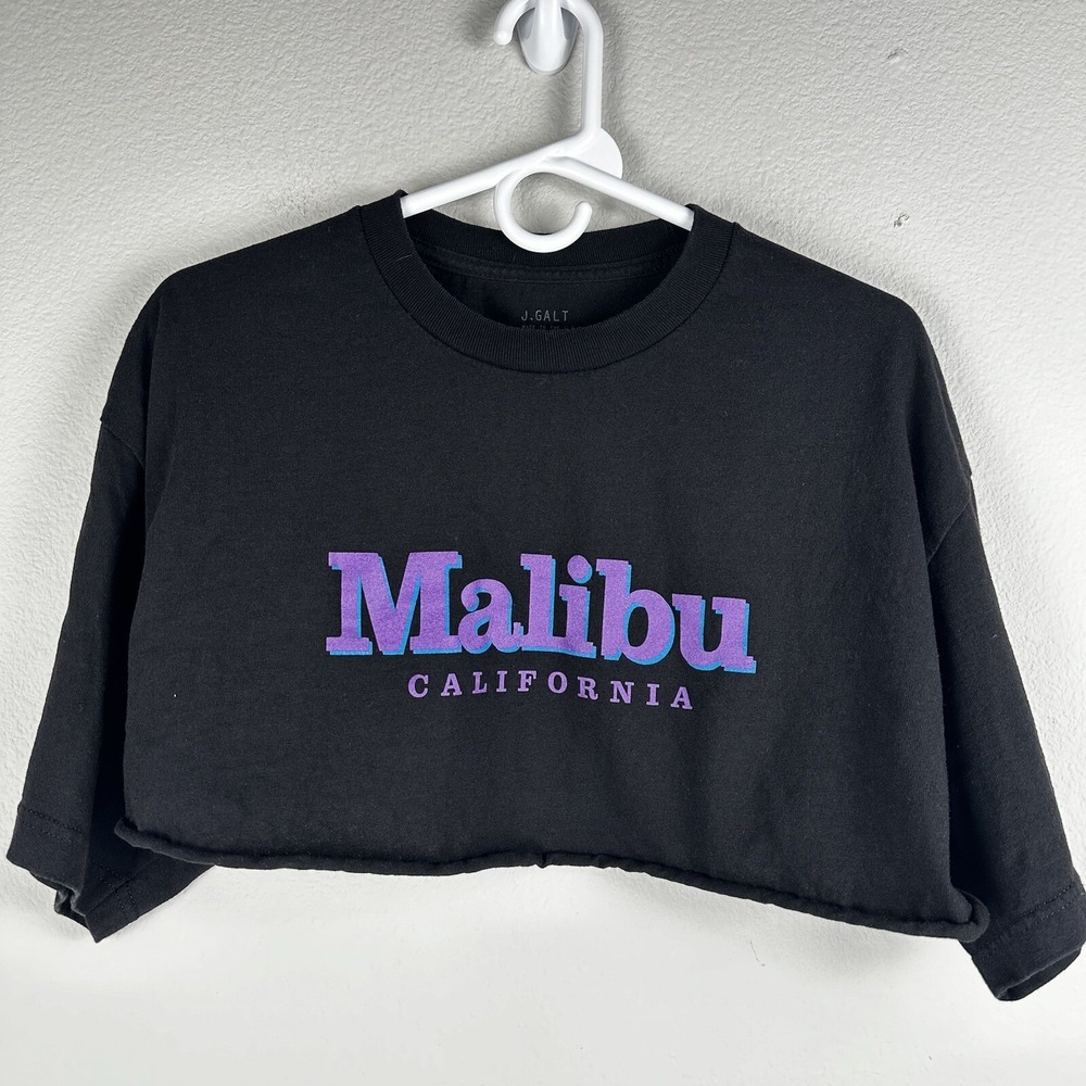 Malibu California Black Cropped Tee